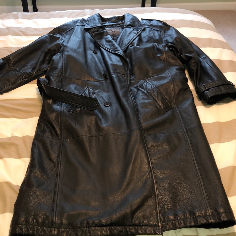 100% leather trench coat.